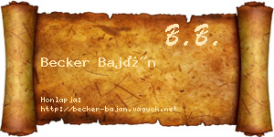 Becker Baján névjegykártya